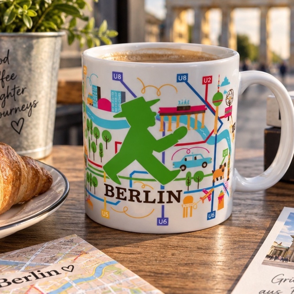 Ampelmann Berlin City Map Ceramic Coffee Mug Multicolor Souvenir Germany